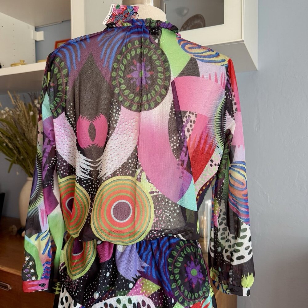Desigual + M. Christian Lacroix Mesh Layered Dress Artsy Print - Picture 8 of 11